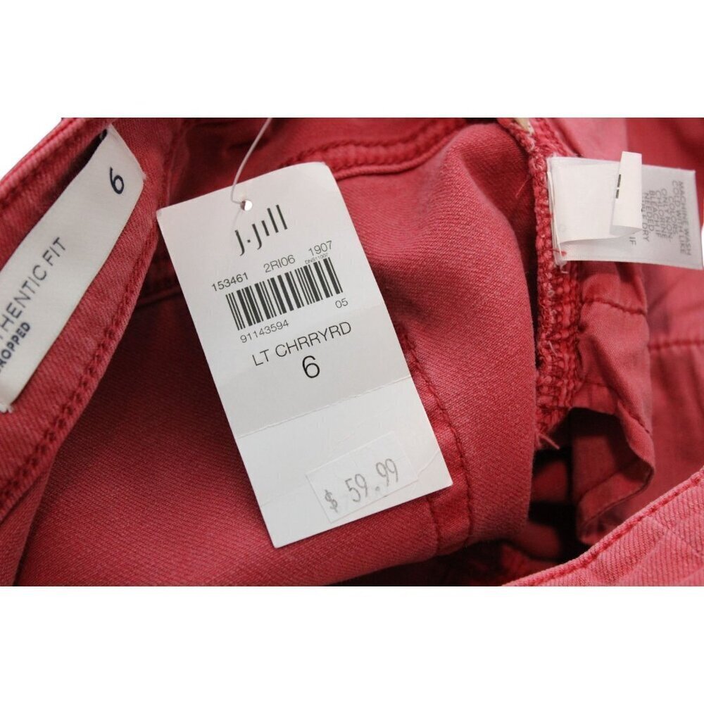 NWT J Jill Jeans Size 6 Authentic Fit Cropped Red Mid Rise Stretch Denim Preppy - Picture 12 of 13